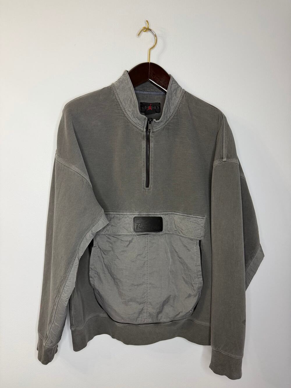Nike Jordan 23 Engineered Pullover 1/4 Zip Sweatshirt Grey Utility Pocket Sz L